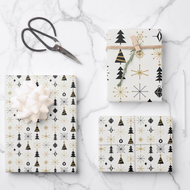 Hoja De Papel De Regalo Mid Century Modern Christmas Icons (Anverso)