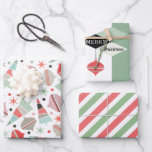 Hoja De Papel De Regalo Mid Century Modern Merry Christmas<br><div class="desc">Un conjunto de diseños de vacaciones de Navidades modernos de mediados de siglo para envolver sus regalos en este popular motivo vintage. Los diseños siguen un esquema retro de color rojo-naranja silencioso,  verde aguacate,  menta,  malva,  beige y blanco.</div>