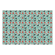 Mid Century Modern Retro Christmas Cat Gift Wrap