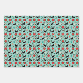 Hoja De Papel De Regalo Mid Century Modern Retro Christmas Cat Gift Wrap