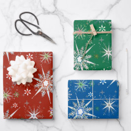 Hoja De Papel De Regalo Mid-Century Snowflakes Galore