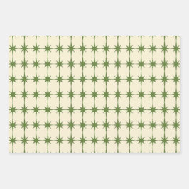 Hoja De Papel De Regalo Midcentury Modern Retro Christmas Starbursts