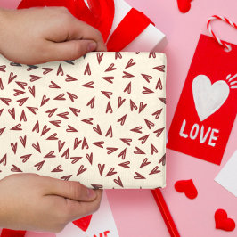 Hoja De Papel De Regalo Minimal Burgundy & Cream Hearts Valentine
