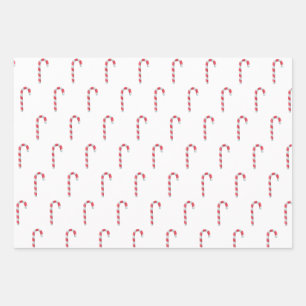 Hoja De Papel De Regalo Minimal Colorful Merry Christmas Candy Cane Patter