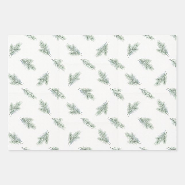 Hoja De Papel De Regalo Minimal Pine Corporate Christmas Pattern (Anverso)