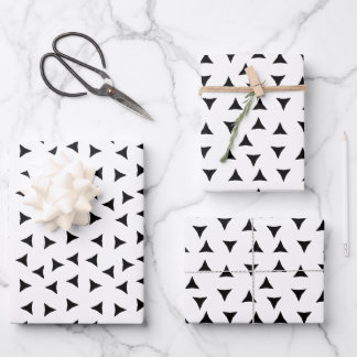 Hoja De Papel De Regalo Minimal Triangle Pattern | Black and White Geometr