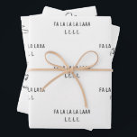 Hoja De Papel De Regalo Minimalista Black White Merry Christmas Tree Fa La<br><div class="desc">Hermosa y elegante navidad de los cerezos en blanco y negro,  Fa la la la y papel envuelto en pinos de estilo moderno,  minimalista con letra manuscrita.</div>