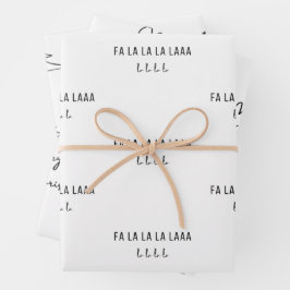 Hoja De Papel De Regalo Minimalista Black White Merry Christmas Tree Fa La