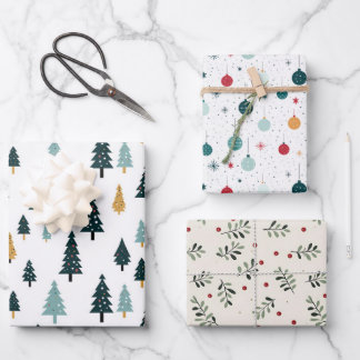 Hoja De Papel De Regalo Minimalistas Navidades e invierno modernos