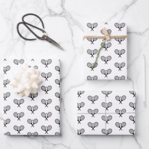 Hoja De Papel De Regalo Minimalistas raquetas de tenis elegantes en blanco