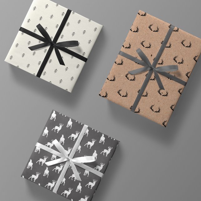 Hoja De Papel De Regalo Mínimo Kraft Masculino Navidades Gris Blanco Negro (Subido por el creador)