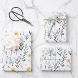 Hoja De Papel De Regalo Mínimo y suave colorido Jardín de flores silvestre