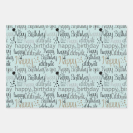 Hoja De Papel De Regalo Mint Fun Happy Balloons Birthday