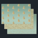 Hoja De Papel De Regalo Mint Green Gold Stripes Christmas Trepes Confetti<br><div class="desc">Mint Green Ombre Gold Stripes Christmas Tree and Confetti sparkle puntos</div>