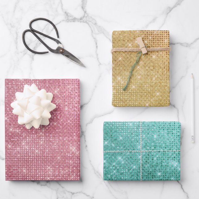 Hoja De Papel De Regalo Mint Green Sparkle (Anverso)