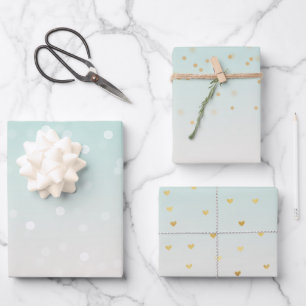 Hoja De Papel De Regalo Mint Ombre White Boketi Confetti