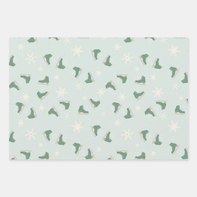 Hoja De Papel De Regalo minty green ice skates (Anverso)