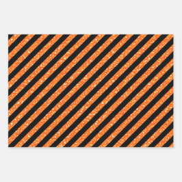 HOJA DE PAPEL DE REGALO MIRADA DE GLITTER NEGRO Y NARANJA HALLOWEEN
