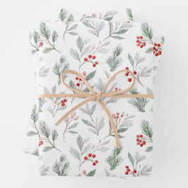 Hoja De Papel De Regalo Mistletoe and Holly Berries Pattern