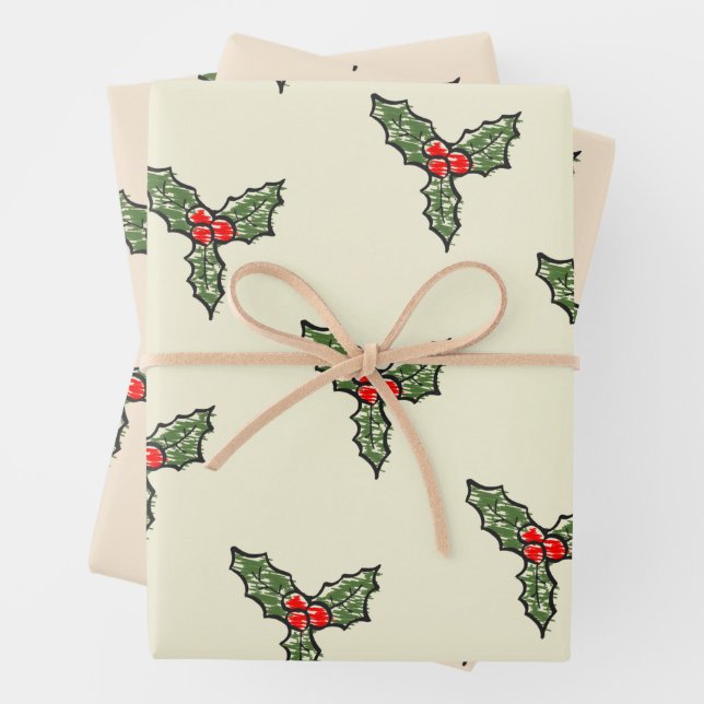 Hoja De Papel De Regalo Mistletoe de Navidad Sketchy (In situ)