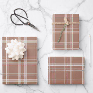 Hoja De Papel De Regalo Mocha Mousse Gingham