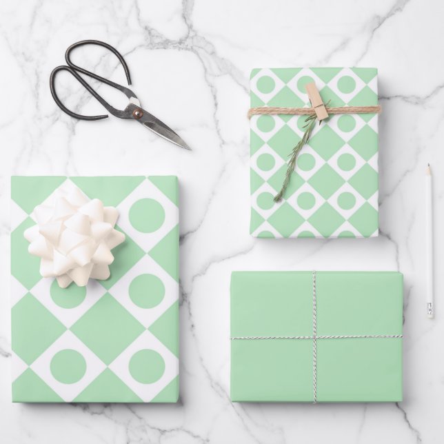 Hoja De Papel De Regalo Mod Retro 60's Mint (Anverso)