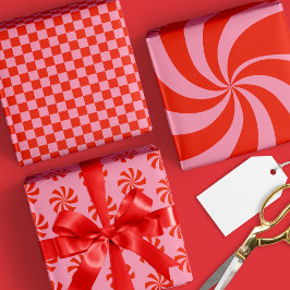 Hoja De Papel De Regalo Mod Wavy Groovy Navidades retro hippie rosado