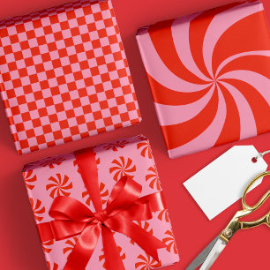 Hoja De Papel De Regalo Mod Wavy Groovy Navidades retro hippie rosado