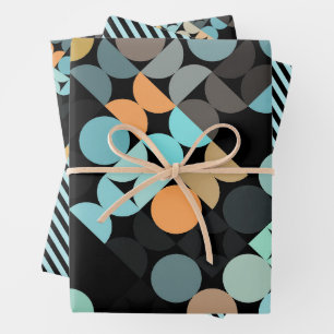 Hoja De Papel De Regalo Moda Aqua Blue Coral Naranja Círculos Patrón de ar
