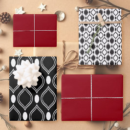 Hoja De Papel De Regalo Moda Art Deco Perlas Borgoña Negra