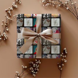 Hoja De Papel De Regalo Moda Black 9 Photo Square Insta Pattern
