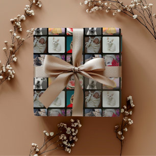 Hoja De Papel De Regalo Moda Black 9 Photo Square Insta Pattern