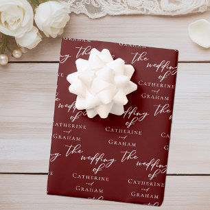 Hoja De Papel De Regalo Moda Boda personalizado de Borgoña