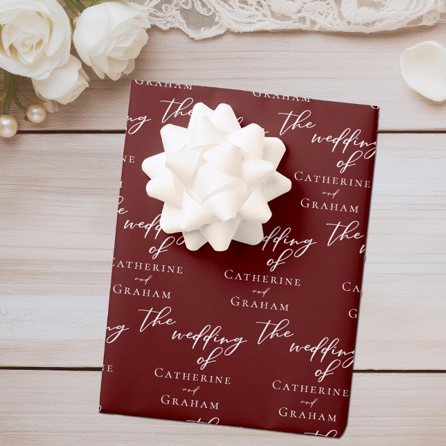 Hoja De Papel De Regalo Moda Boda personalizado de Borgoña (Subido por el creador)