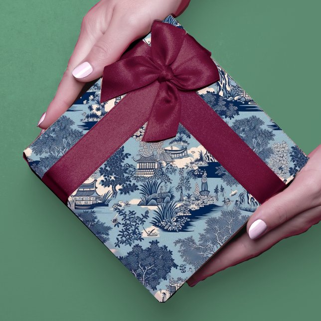 Hoja De Papel De Regalo Moda Cabaña chinoiserie de sauce blanco azul (Subido por el creador)