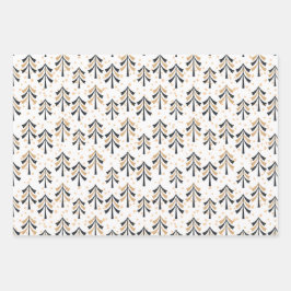 Hoja De Papel De Regalo Moda de moda Oro Negro Navidad Árboles festividade