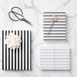 Hoja De Papel De Regalo Moda de patrón de rayas blancas grises a rayas