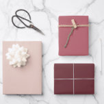 Hoja De Papel De Regalo Moda Dusty Ovina Rosa Sólido conjunto de color de<br><div class="desc">Hermoso conjunto de tres hojas de papel envolvente en una elegante combinación de sólidos tonos rosa,  berenjena y vino.</div>