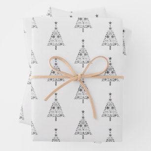 Hoja De Papel De Regalo moda elegante del árbol de navidad metálico platea