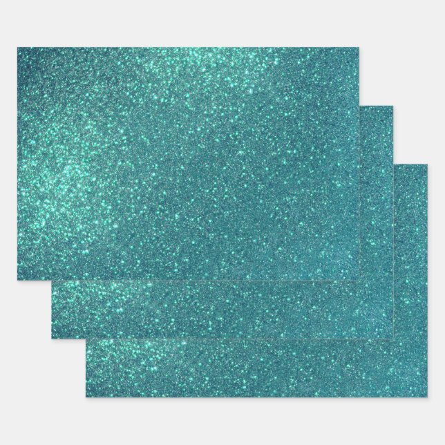 Hoja De Papel De Regalo Moda Elegante Purpurina azul azul azul Verde azula (Set)