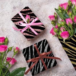 Hoja De Papel De Regalo Moda femenina de lujo negro dorado estilo Zebra im