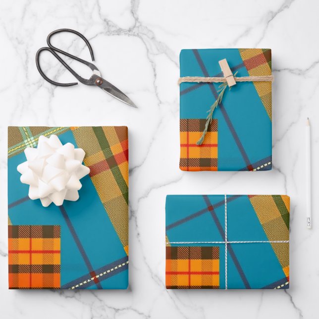 Hoja De Papel De Regalo Moda Folk Plaid (Anverso)