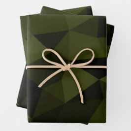 Hoja De Papel De Regalo Moda geométrica verde oscuro de malla geométrica d