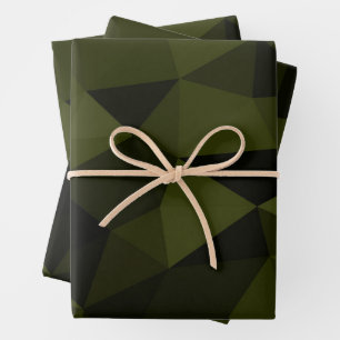 Hoja De Papel De Regalo Moda geométrica verde oscuro de malla geométrica d