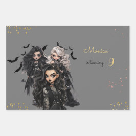Hoja De Papel De Regalo Moda glam gótico chica temible fiesta de cumpleaño