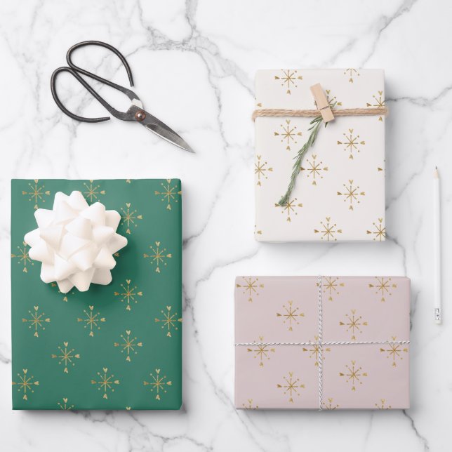 Hoja De Papel De Regalo Moda Green Taupe Ivory | Navidades estrella de la  (Anverso)