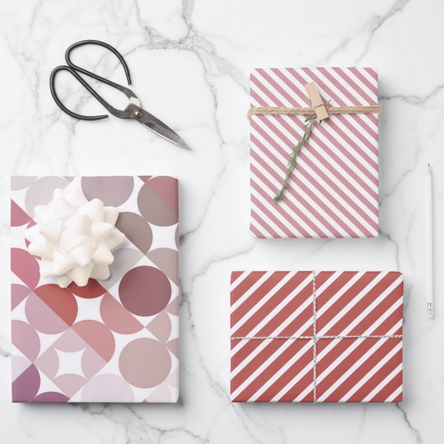 Hoja De Papel De Regalo Moda Mauve Taupe Dusty Rosa Círculos Patrón de art (Anverso)