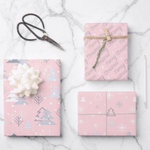 Hoja De Papel De Regalo Moda Navidades escandinavos Minimalistas rosados m
