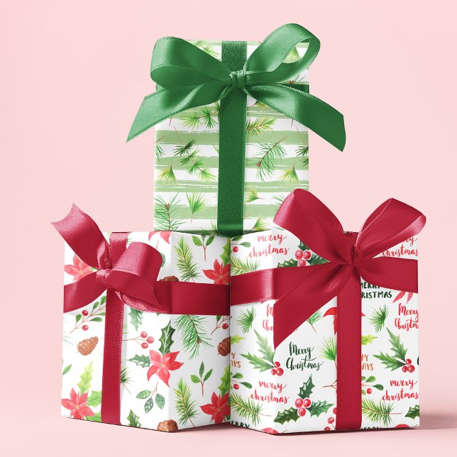 Hoja De Papel De Regalo Moda navideña Floral acuarela Poinsettia (Subido por el creador)