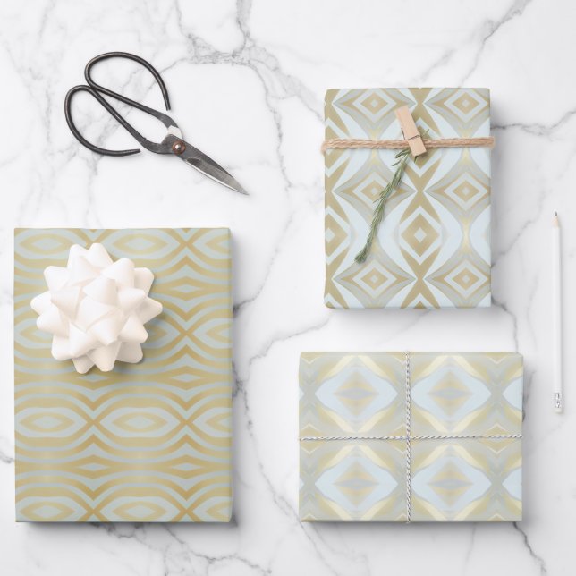 Hoja De Papel De Regalo Moda Oro Variado Patrón (Anverso)